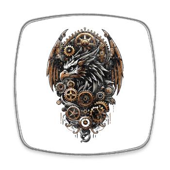 STEAMPUNK ADLER - Viereckiger Kühlschrankmagnet - Weiß - Vorne
