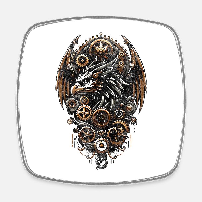 STEAMPUNK EAGLE - Square fridge magnet - white