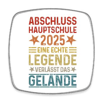 Abschluss Hauptschule 2025 Legende Gelände - Viereckiger Kühlschrankmagnet - Weiß - Vorne