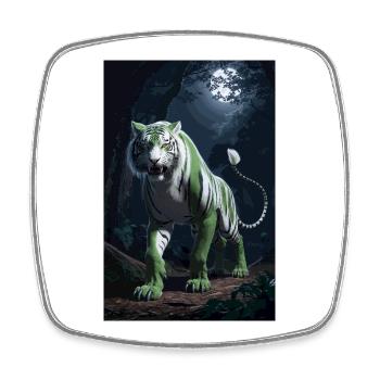 Tigre vert - Magnet carré - blanc - Devant