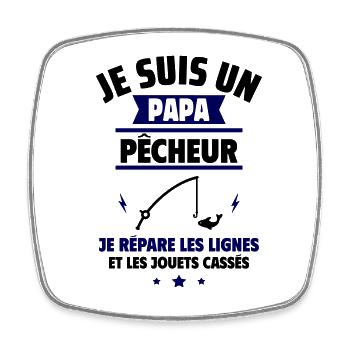 Papa pêcheur,Cadeau fête des pères - Magnet carré - blanc - Devant