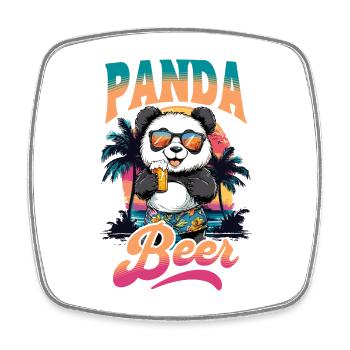 Panda Beer Bier Bär Alkohol Party Sommer Lustig - Viereckiger Kühlschrankmagnet - Weiß - Vorne