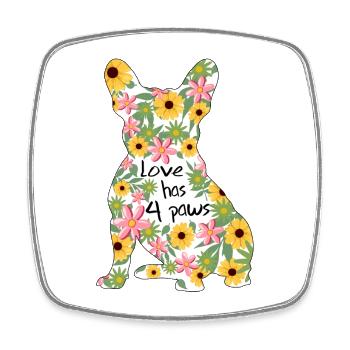 French Bulldog Dog Paw French - Square fridge magnet - white - Front