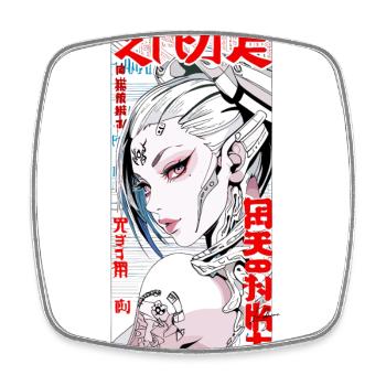Poster japan mädchen kanji cyberpunk - Viereckiger Kühlschrankmagnet - Weiß - Vorne