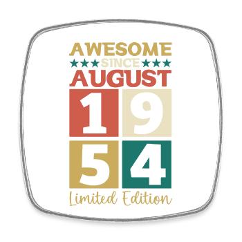 Awesome since August 1954 70. Geburtstag Geschenk - Viereckiger Kühlschrankmagnet - Weiß - Vorne