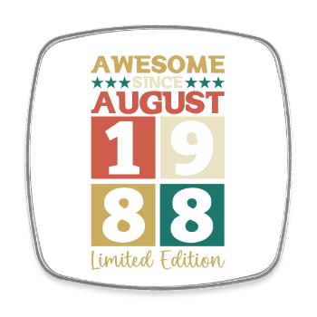 Awesome since August 1988 34th Birthday Gift - Square fridge magnet - white - Front
