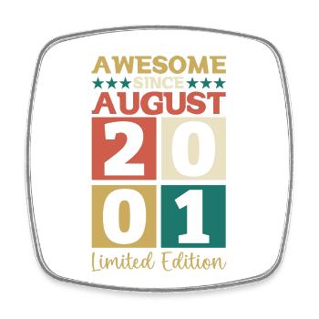 Awesome since August 2001 21st Birthday Gift - Square fridge magnet - white - Front