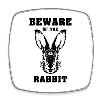 Caution rabbit rabbit - Square fridge magnet - white - Front