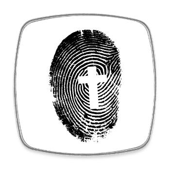 Empreinte digitale Croix Catholique Chrétienne Symbole - Magnet carré - blanc - Devant