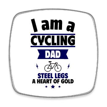 Vatertagsgeschenk Radfahrer-Papa mit Herz - Viereckiger Kühlschrankmagnet - Weiß - Vorne