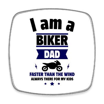 I'm a biker dad, Father's Day gift - Square fridge magnet - white - Front