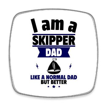 Papa Skipper, Originelles Vatertagsgeschenk - Viereckiger Kühlschrankmagnet - Weiß - Vorne
