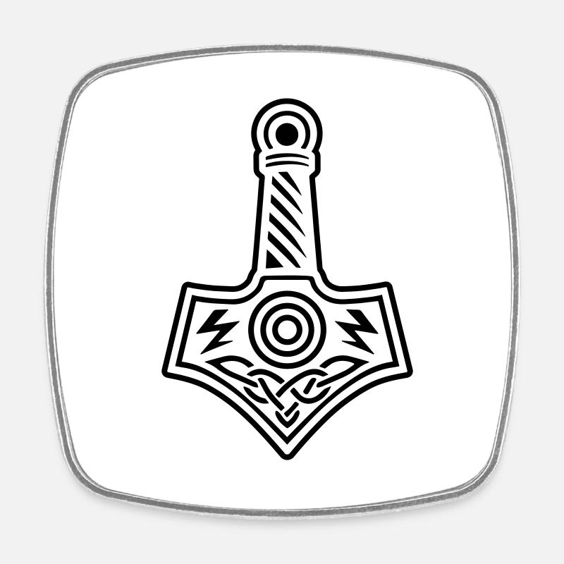 Thors Hammer Mjölnir Hammer des Gottes Thor - Viereckiger Kühlschrankmagnet - Weiß