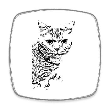 British Shorthair Cat Cat Black Cats - Square fridge magnet - white - Front