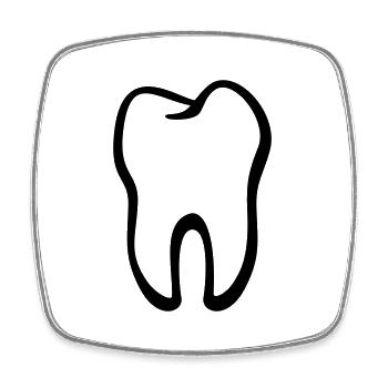 Dent / Tooth / Zahn / Diente / Dente / Tand - Magnet carré - blanc - Devant