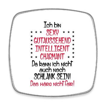49 Ich bin sexy gutaussehend intelligent schlank - Viereckiger Kühlschrankmagnet - Weiß - Vorne