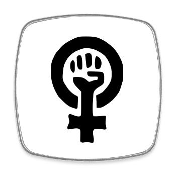 frauenpowerfaust - Viereckiger Kühlschrankmagnet - Weiß - Vorne