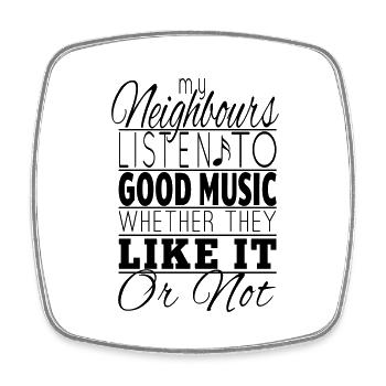 Listen to Music - Square fridge magnet - white - Front