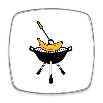 bbq grill grill fry cook cook schuerze kuec - Square fridge magnet - white - Front