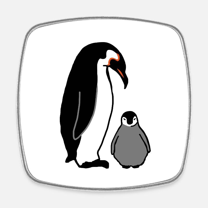 Pingouin avec bébé - Magnet carré - blanc