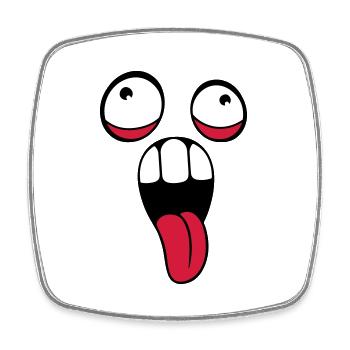 crazy face head eyes tongue mouth outstretched - Square fridge magnet - white - Front