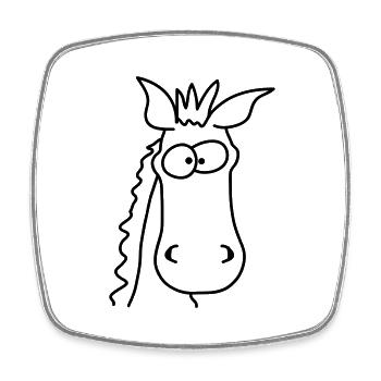 Funny Comic Horse - Square fridge magnet - white - Front