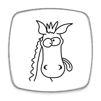 Funny Crazy Comic Horse - Magnet carré - blanc - Devant