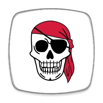 Pirate avec le foulard tête crâne squelette de marin - Magnet carré - blanc - Devant