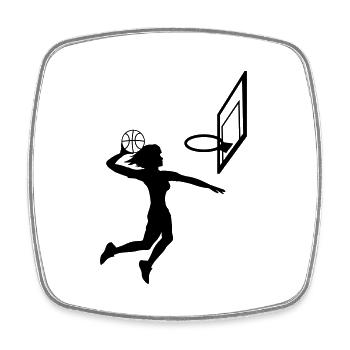 dunking basketball dunk woman female girl coo - Square fridge magnet - white - Front