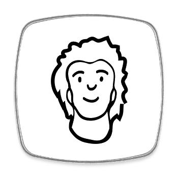 male face head man young comic cartoon - Square fridge magnet - white - Front