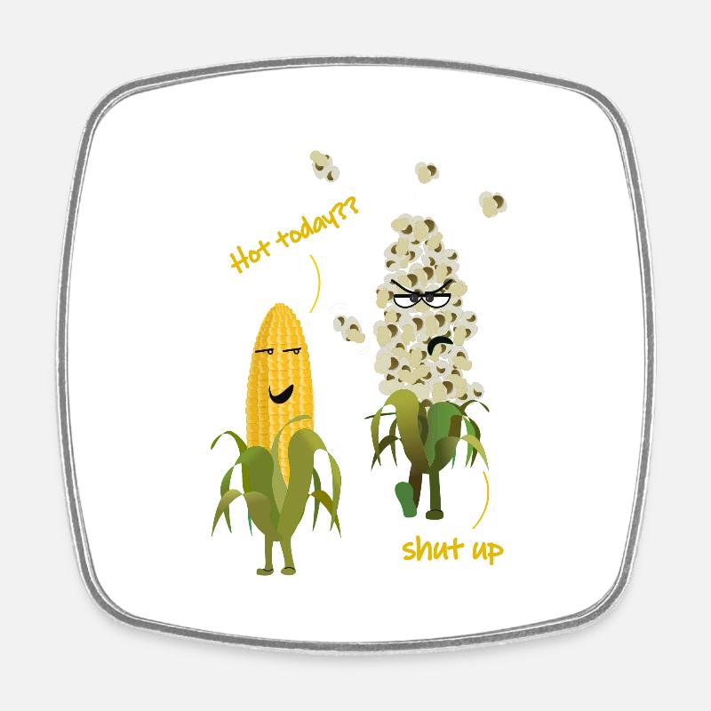 Corn popcorn hot weather summer - Square fridge magnet - white