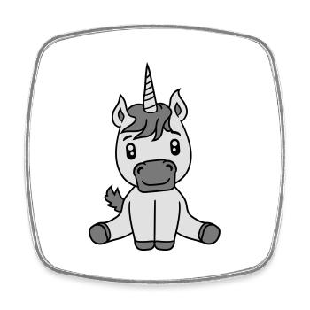 einhorn unicorn süßes niedliches sitzendes comic c - Viereckiger Kühlschrankmagnet - Weiß - Vorne