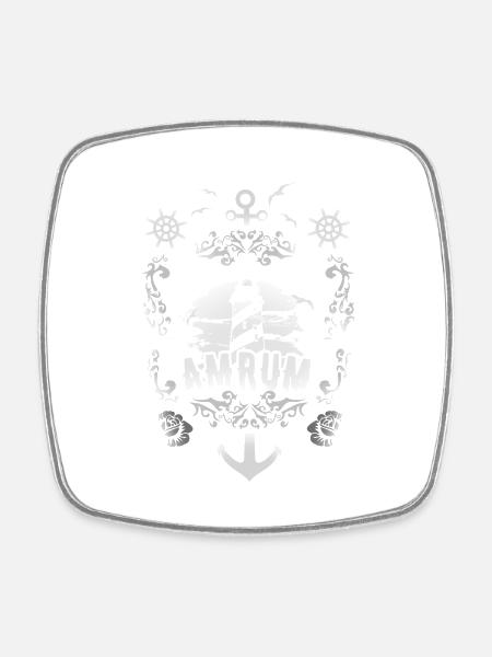 Cooles T-Shirt - Geschenkidee für Amrum-Fans - Viereckiger Kühlschrankmagnet - Weiß