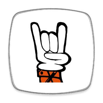 Hand rock french fork - Square fridge magnet - white - Front