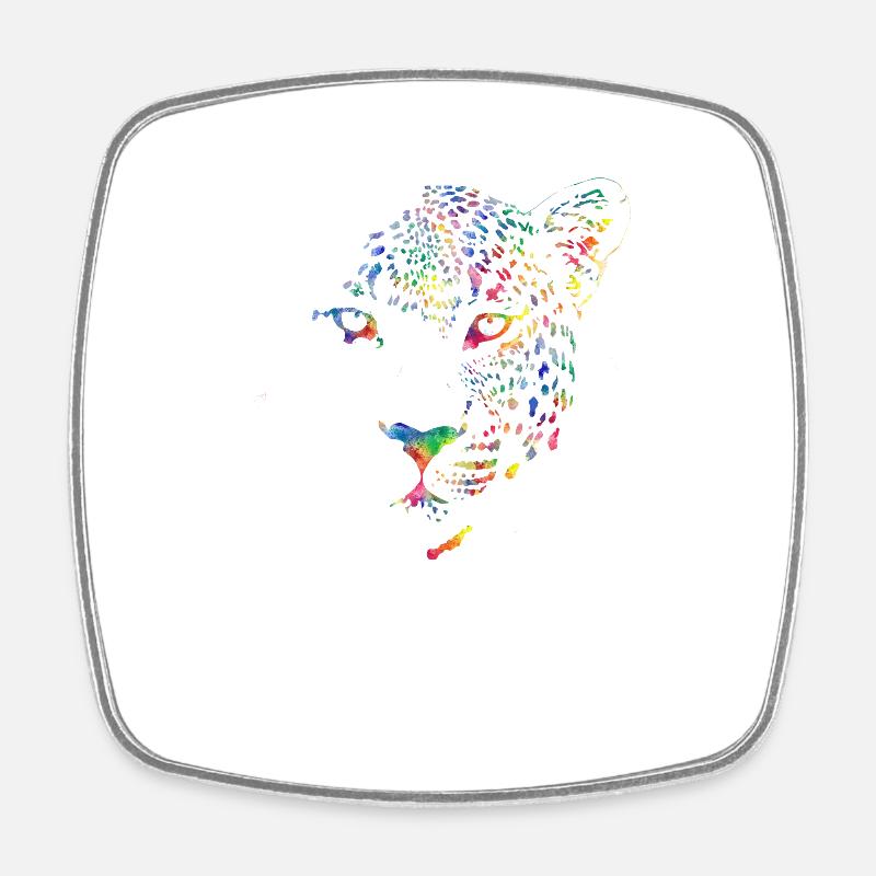 Léopard multicolore - Magnet carré - blanc