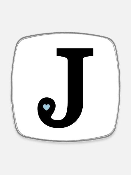 Letter J initial - Square fridge magnet - white