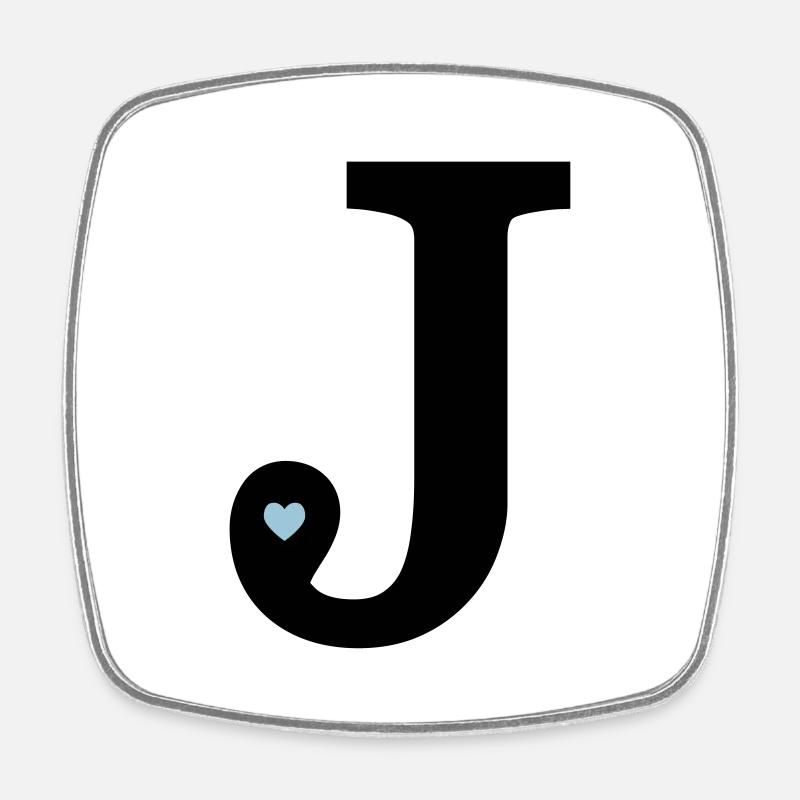 Lettre J initiale - Magnet carré - blanc