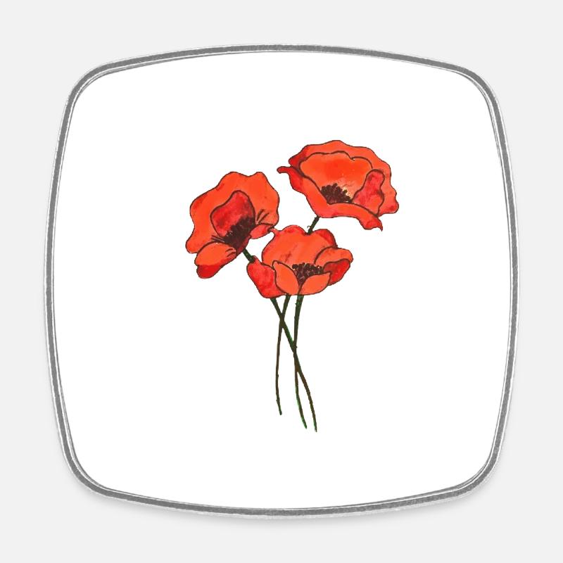Trio de coquelicots - Magnet carré - blanc