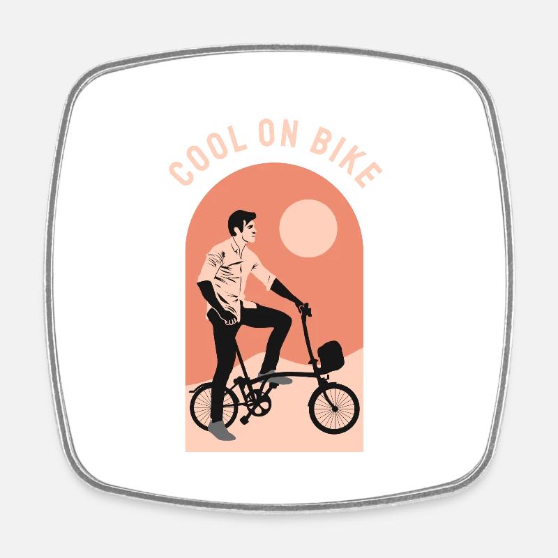 Cool commuter folding bicycle, Brompton London UK - Square fridge magnet - white
