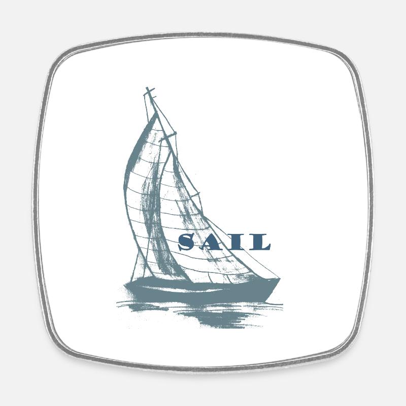 sailboat,sea,gift,maritim,cool,trend, - Square fridge magnet - white