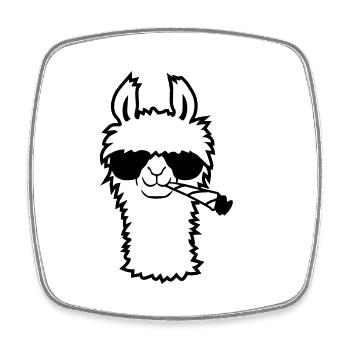 Lama Mit Joint - Viereckiger Kühlschrankmagnet - Weiß - Vorne