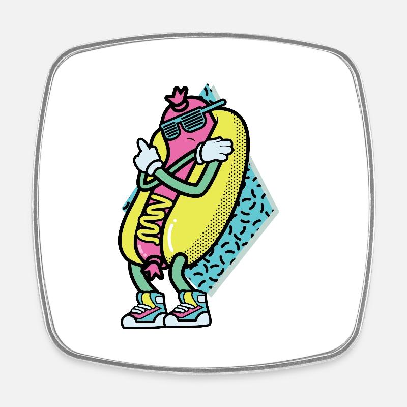 Hot Dog Funny - Square fridge magnet - white