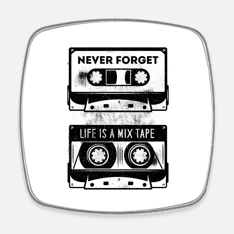 Cassette Never Forget - Square fridge magnet - white