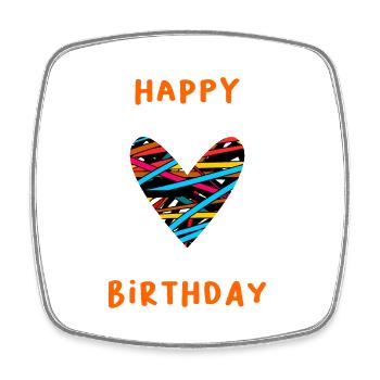BIRTHDAY. HAPPY BIRTHDAY. HAPPY BIRTHDAY. - Square fridge magnet - white - Front