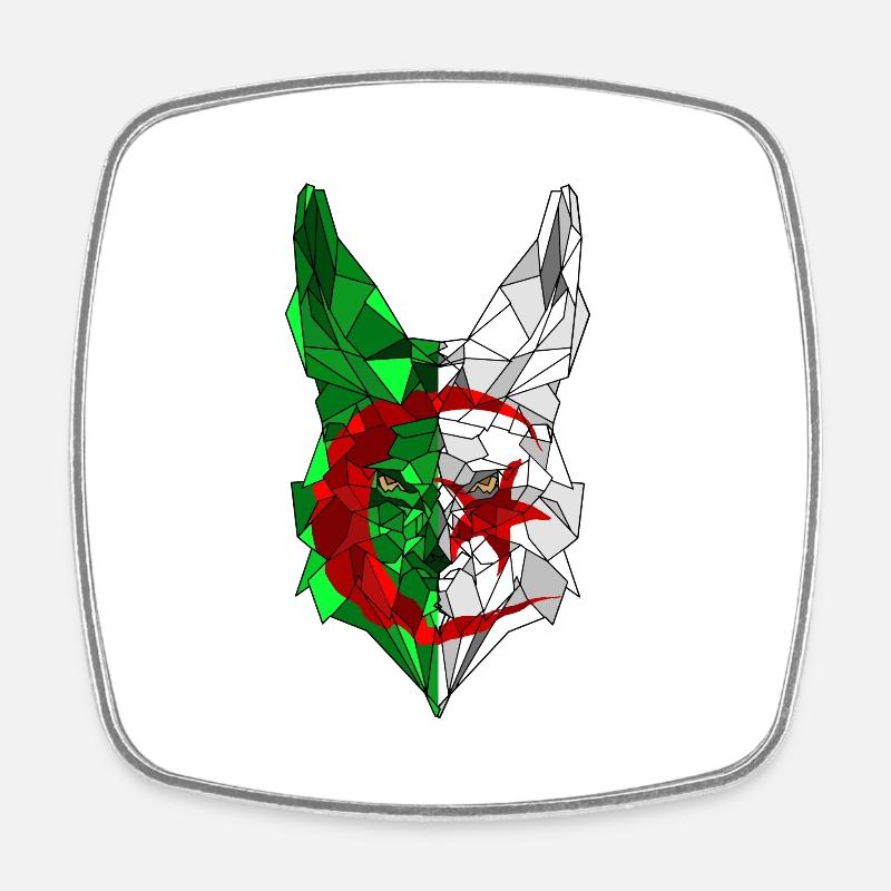 Fennec et drapeau de l'Algérie en polysphère 3 - Magnet carré - blanc