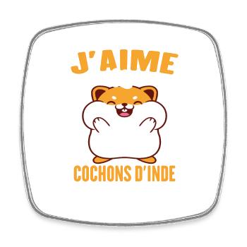 J'aime Les Cochons D'Inde - Magnet carré - blanc - Devant