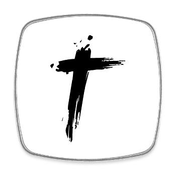 Cross - Square fridge magnet - white - Front