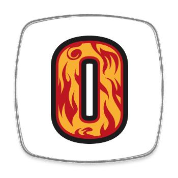 Buchstabe O mit Flammen - Buchstabe mit Feuer 🔥 - Viereckiger Kühlschrankmagnet - Weiß - Vorne
