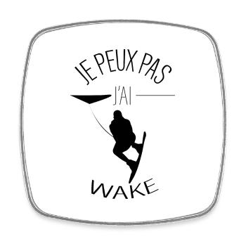 Je peux pas j'ai Wakeboard ! - WAKE - Magnet carré - blanc - Devant