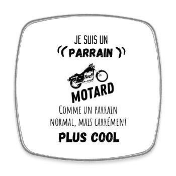 Je suis un parrain motard cool humour citation - Magnet carré - blanc - Devant